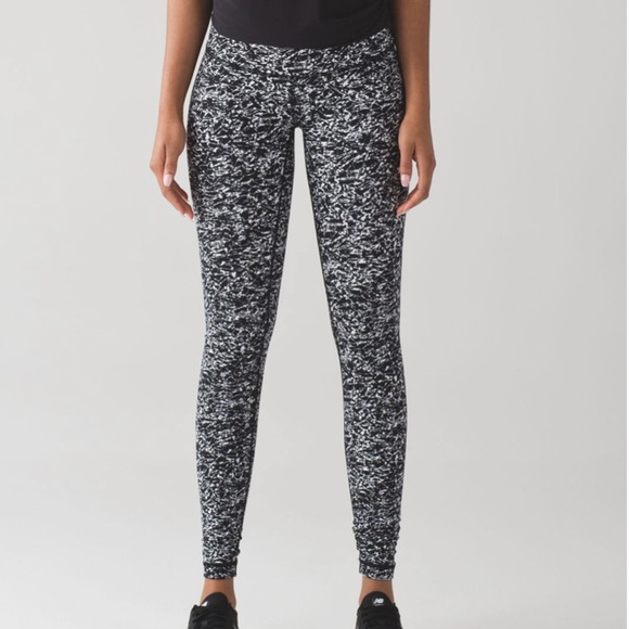 Lululemon Wunder Under Pant III Iced Wave White Black Leggings Low Rise - Picture 2 of 7